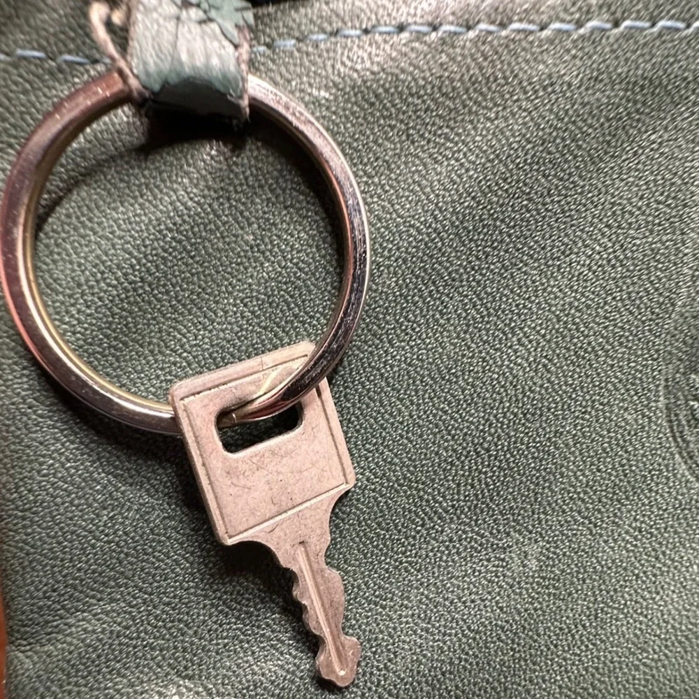 2 La Garde Leather Coin Purse Pouch Set Green Good‎ Vintage Kiss Lock Key